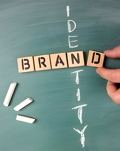 Best Brand Development Services Agency in Erode,Coimbatore A blackboard displays brand identity it shows methods for creating a brand's powerful identity.