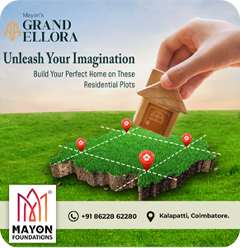 Coimbatore's Top Real Estate Poster Design Services Unparalleled luxury at Grand Ella Real Estate, nestled against a backdrop of mountain scenery.