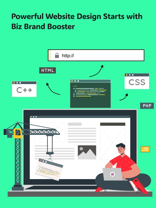 Website design with HTML, CSS, PHP, and JS showing dynamic development process by BBB in Chennai